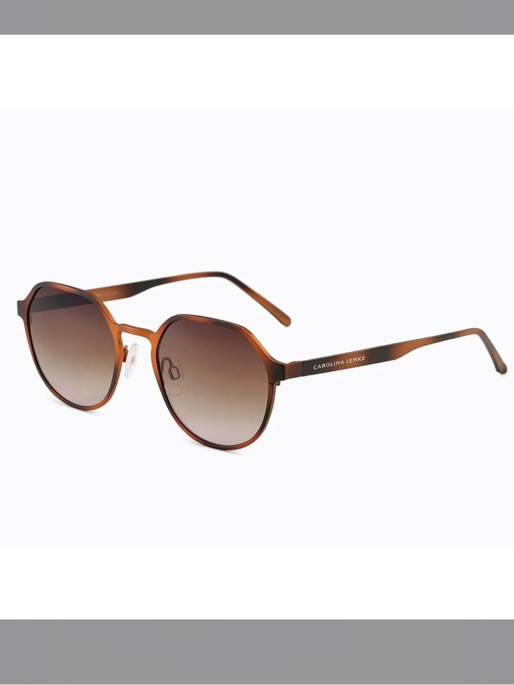 Round Metal Sunglasses in Copper-Brown with Black Case